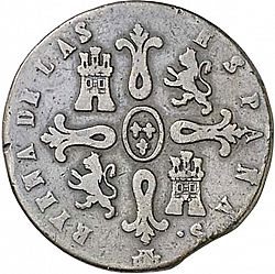 Large Reverse for 8 Maravedies 1842 coin