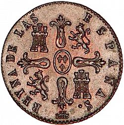 Large Reverse for 8 Maravedies 1843 coin