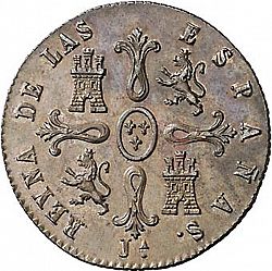Large Reverse for 8 Maravedies 1847 coin