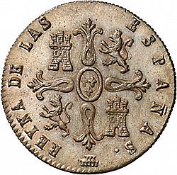 Large Reverse for 8 Maravedies 1850 coin
