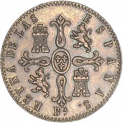 Large Reverse for 8 Maravedies 1852 coin