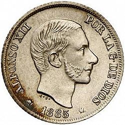 Large Obverse for 10 Centavos Peso 1885 coin