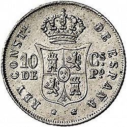 Large Reverse for 10 Centavos Peso 1884 coin