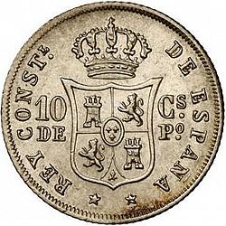 Large Reverse for 10 Centavos Peso 1885 coin