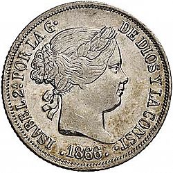Large Obverse for 10 Céntimos Peso 1866 coin