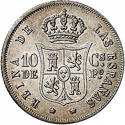 Large Reverse for 10 Céntimos Peso 1866 coin