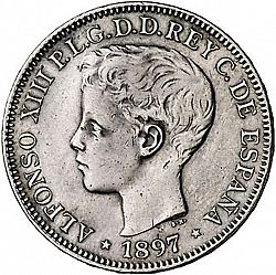 Large Obverse for 1 Peso 1897 coin