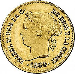 Large Obverse for 1 Peso 1864 coin