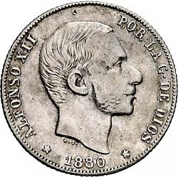 Large Obverse for 20 Centavos Peso 1880 coin