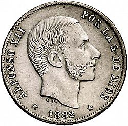Large Obverse for 20 Centavos Peso 1882 coin