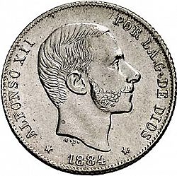 Large Obverse for 20 Centavos Peso 1884 coin