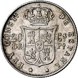 Large Reverse for 20 Centavos Peso 1880 coin