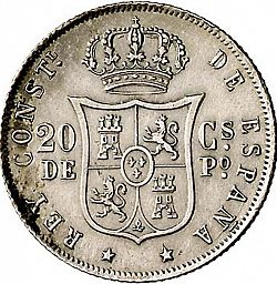Large Reverse for 20 Centavos Peso 1882 coin