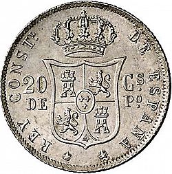 Large Reverse for 20 Centavos Peso 1883 coin