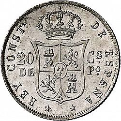 Large Reverse for 20 Centavos Peso 1884 coin