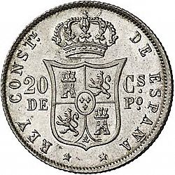 Large Reverse for 20 Centavos Peso 1885 coin