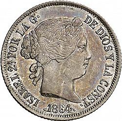Large Obverse for 20 Céntimos Peso 1864 coin