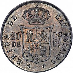 Large Reverse for 20 Céntimos Peso 1868 coin