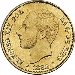 Large Obverse for 4 Pesos 1880 coin