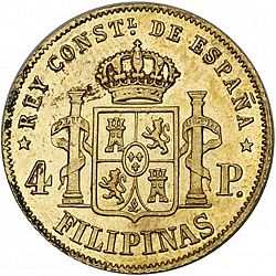 Large Reverse for 4 Pesos 1880 coin