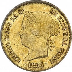 Large Obverse for 4 Pesos 1864 coin