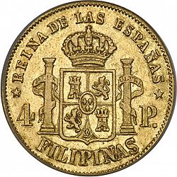 Large Reverse for 4 Pesos 1864 coin