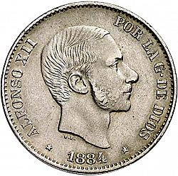 Large Obverse for 50 Centavos Peso 1884 coin