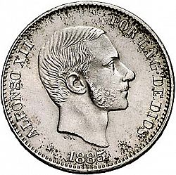 Large Obverse for 50 Centavos Peso 1885 coin