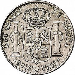 Large Reverse for 50 Centavos Peso 1883 coin