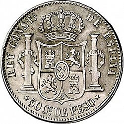 Large Reverse for 50 Centavos Peso 1884 coin