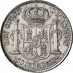 Large Reverse for 50 Centavos Peso 1885 coin