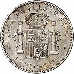 Large Reverse for 1 Peso 1895 coin