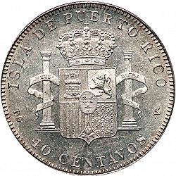 Large Reverse for 40 Centavos Peso 1896 coin