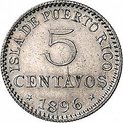 Large Obverse for 5 Centavos Peso 1896 coin