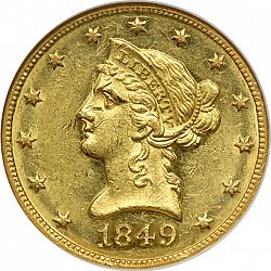 10 dollar 1849 Large Obverse coin