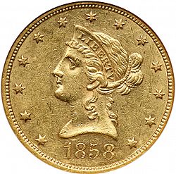 10 dollar 1858 Large Obverse coin