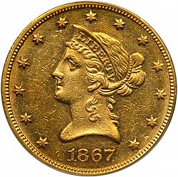 10 dollar 1867 Large Obverse coin