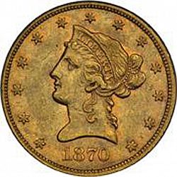 10 dollar 1870 Large Obverse coin
