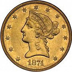 10 dollar 1874 Large Obverse coin