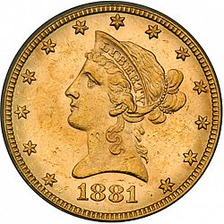 10 dollar 1881 Large Obverse coin