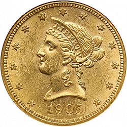 10 dollar 1905 Large Obverse coin