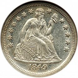 dime 1849 Large Obverse coin
