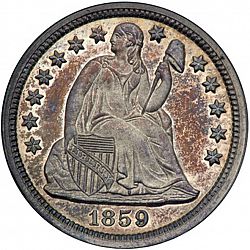 dime 1859 Large Obverse coin
