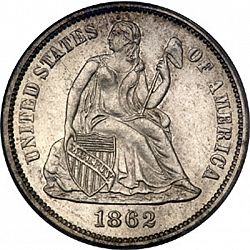 dime 1862 Large Obverse coin