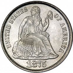 dime 1875 Large Obverse coin