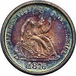 dime 1876 Large Obverse coin
