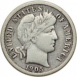 dime 1905 Large Obverse coin