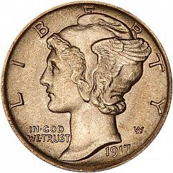 dime 1917 Large Obverse coin