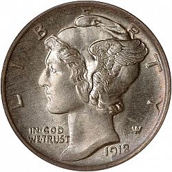 dime 1918 Large Obverse coin