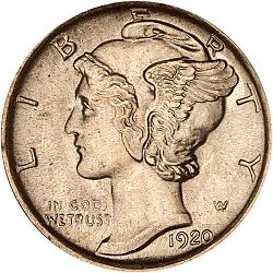 dime 1920 Large Obverse coin